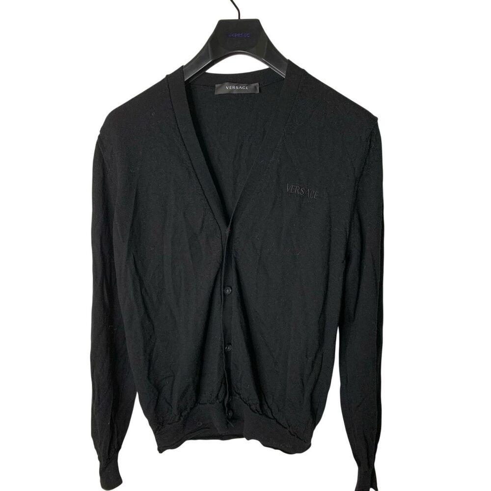 Versace wool cardigan sweater black size 52